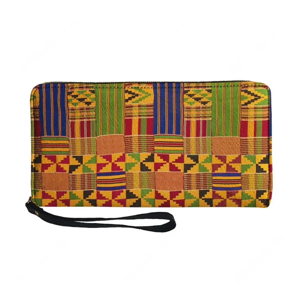 Ethnic Fashion Design - アフリカ民族文化デザイン カスタム財布 メンズ レディース ジッパー付き長財布 ダブルプリント