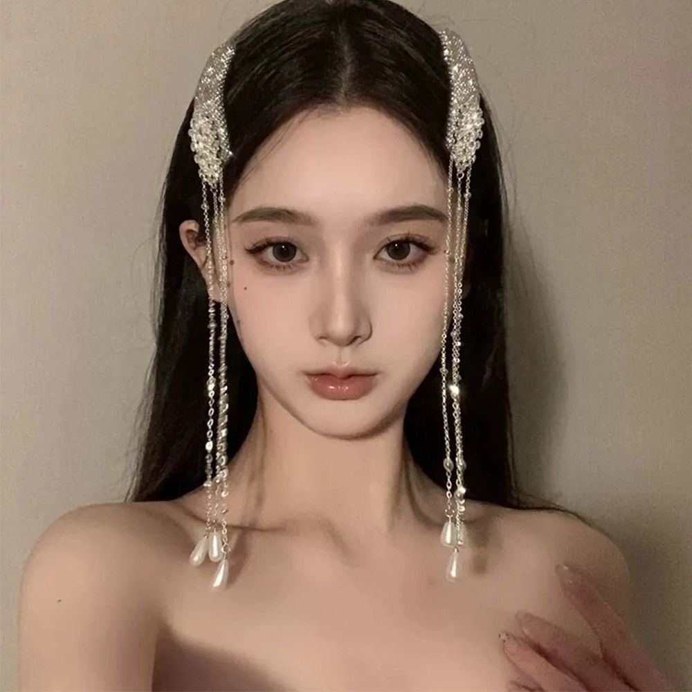 Ethnic Fashion Design - 1個/1ペア レトロタッセルヘアクリップ ロングタッセル エスニックスタイル ラインストーンヘアピン ニッチユニークデザイン