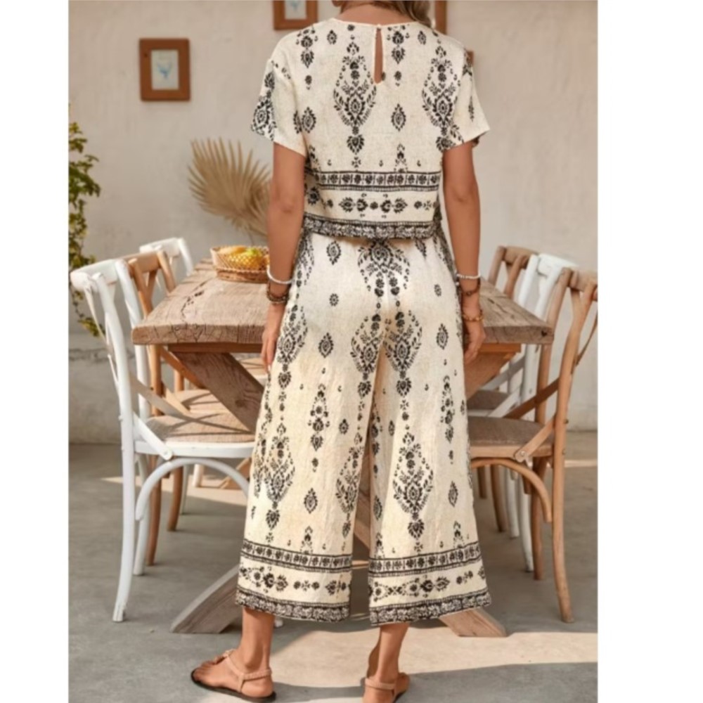 ファッションエスニックレトロプリント半袖レディーススーツ夏新 - New Ethnic Fashion のレビューと価格
