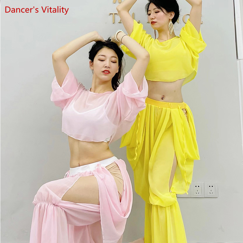 ベリーダンストレーニング服女性用ベリーダンス長袖トップ+ズボ - Ethnic Fashion India のレビューと価格