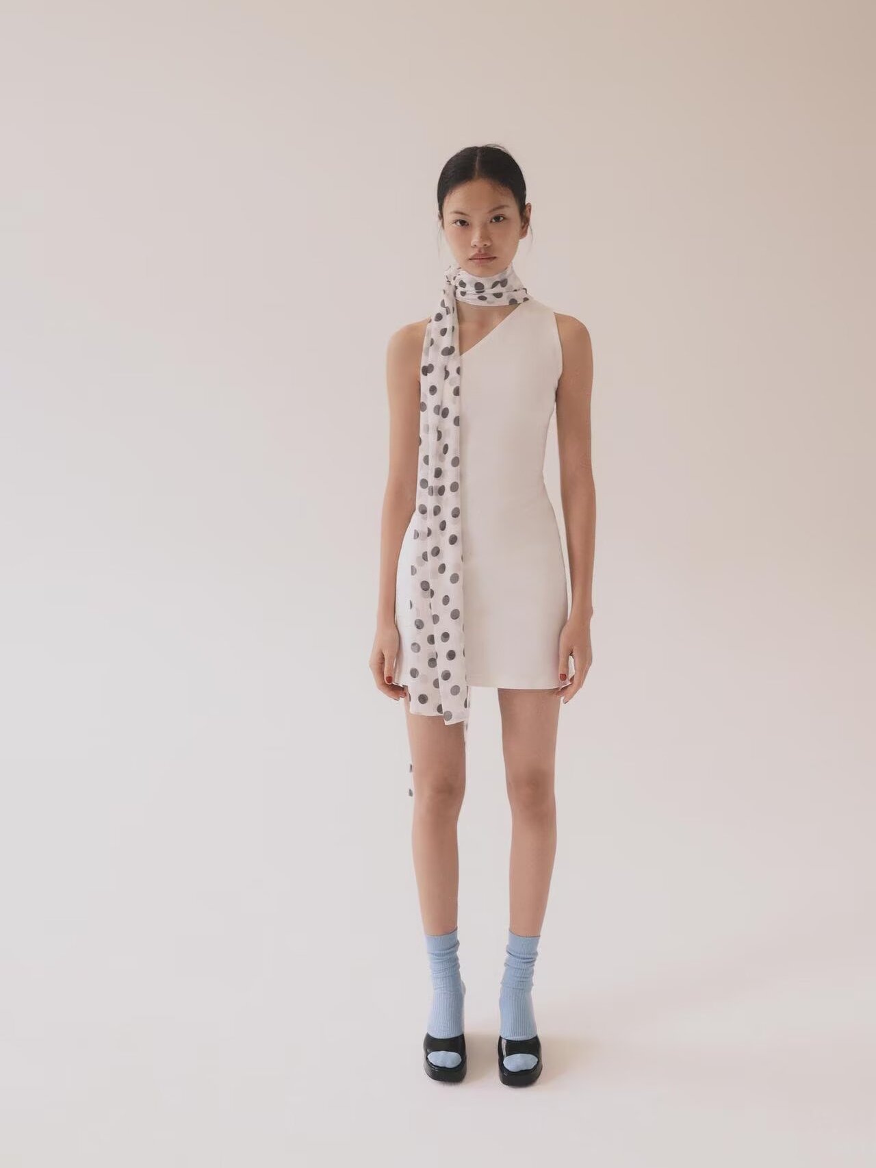 夏の新作水玉模様スカーフショルダーバードネックハンギングドレ - New Ethnic Fashion のレビューと価格